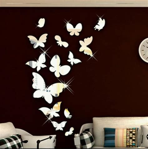 14 Pcs Butterfly Mirror Wall Stickers Wall Decoration Acrylic Etsy