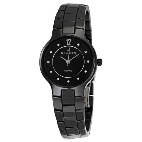 Skagen Watches Skagen Watch S11 Ladies Black Ceramic Watches From