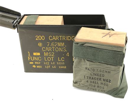 Lot 200 Rounds 762mm Nato Linked W Tracer M62