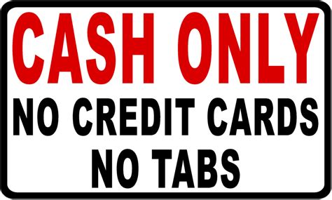 Cash Only No Credit Cards No Tabs Decal Multi Pack Credit Card