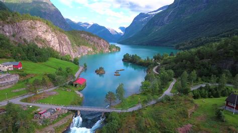 Lovatnet Lake Beautiful Nature Norway Stock Video Footage 0028 Sbv