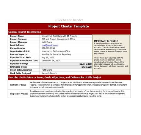 40 Project Charter Templates And Samples Excel Word Templatearchive