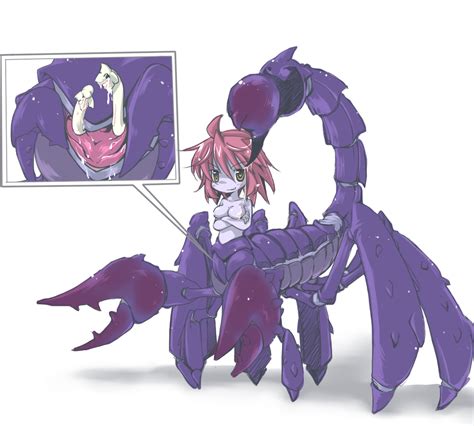 Artist Request Monster Girl Pincers Red Hair Scorpion Scorpion Girl Smile Tail Tentacles