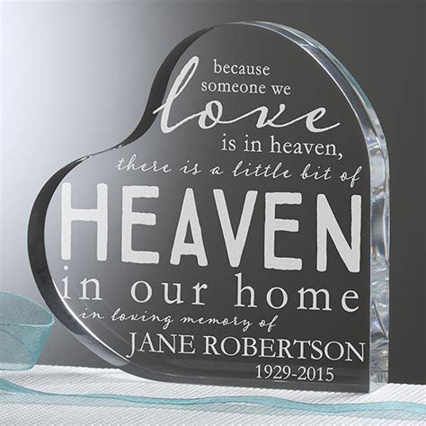 Whether you're looking for personalized wind chimes, a memorial floating candle or a personalized photo frame, our memorial gifts are perfect for any situation. Engraved Memorial Keepsake Gift - Heaven In Our Home Heart