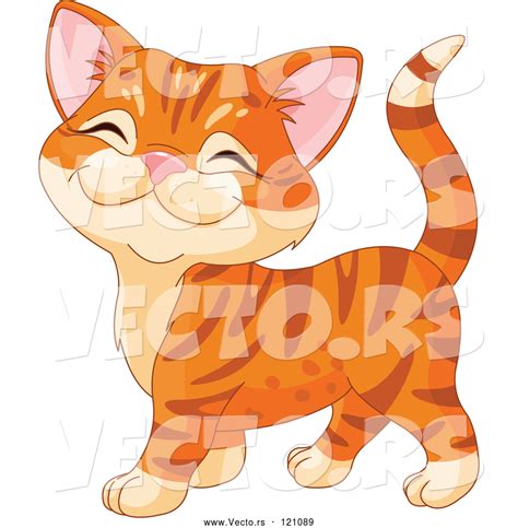Vector Of Cartoon Ginger Kitten Walking And Smiling By Pushkin 121089