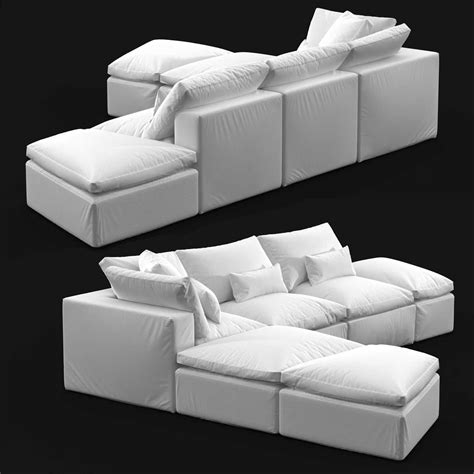 Winston performance fabric fabric sofa. Custom made sectional sofa in white upholstery 3D