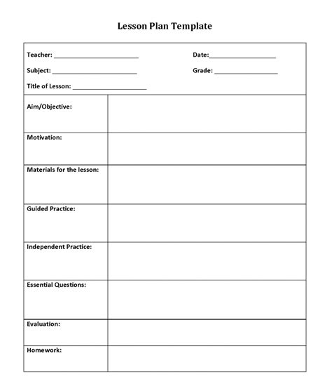 Free Lesson Plan Template Format