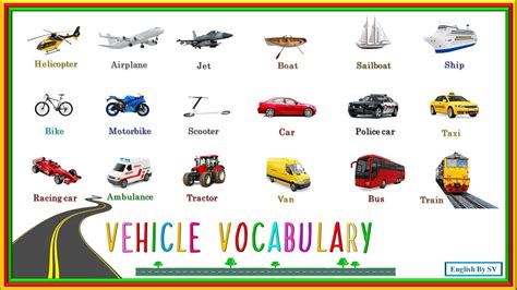 Vehicle Vocabulary Transport Vocabulary In English Youtube
