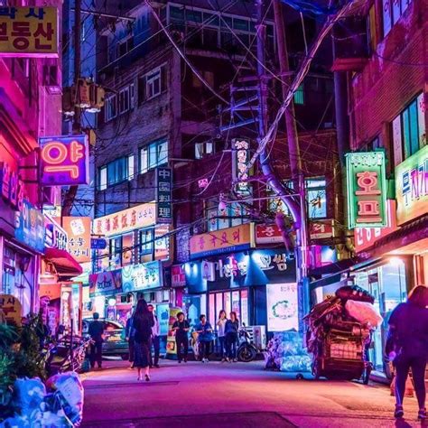 Cyberpunk Neon Seoul South Korea City Aesthetic Urban Photography
