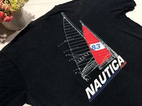 Vintage 90s Nautica Sailing Shirt Big Logo Etsy
