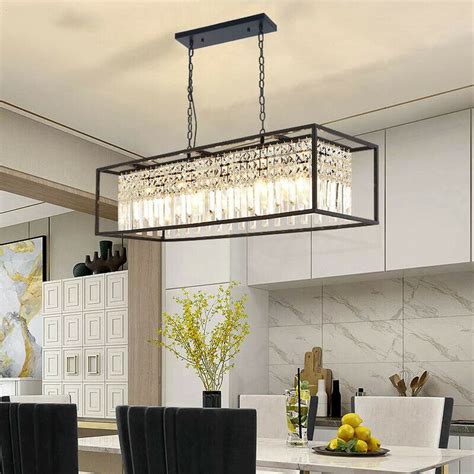 5 Light Linear Crystal Chandelier Kitchen Island Light Pendant Lighting