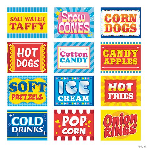 Carnival Food Signs 12 Pc Oriental Trading