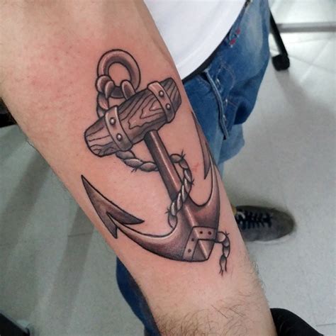 Amazing Realistic Anchor Tattoo On Leg