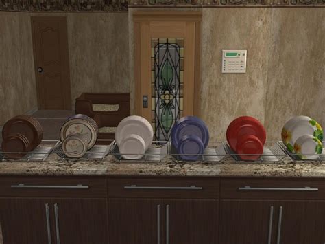 Mod The Sims Recolors Of Boblishmans Dishrack And Dishes