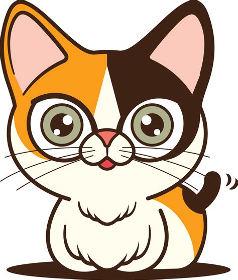 Free Cartoon Cute 3 Colours Calico Cat Waving Tail Character