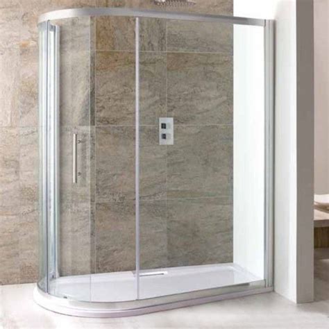 Eastbrook Volente Sliding Spacesaver Quadrant Shower Enclosure And Shower Tray Oak Bathroom