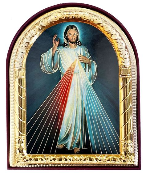 Divine Mercy Arched Icon With Stand At Holy Trinity Store