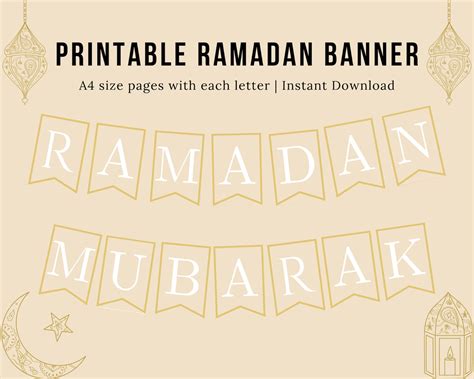 Printable Ramadan Mubarak Banner A4 Size Instant Download Etsy Uk