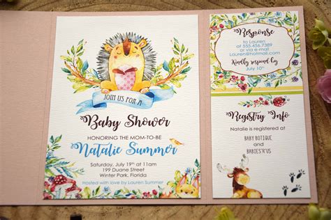 Check spelling or type a new query. Unique Baby shower Invitation Cards, Woodland Baby Girl Baby Shower