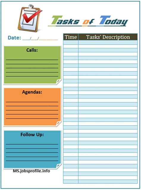 Word Template Design Task List Templates