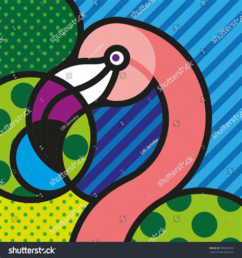 Pop Art Portrait Beautiful Red Flamingo Stock Vector