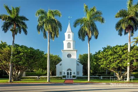 White Church And Palm Trees Naples Florida Photograph By Brian