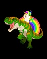 Unicorn Riding T Rex Rainbow Dinosaur Digital Art by Luke Henry