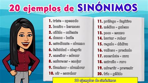 20 Ejemplos De Sinónimos Examples Of Synonyms Youtube