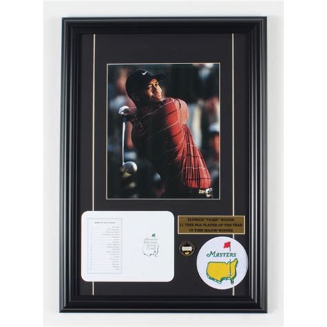 Tiger Woods 14x21 Custom Framed Photo With Original Augusta National