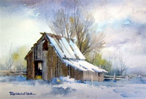 Utah Barn In The Snow Watercolor Barns Landscape Paintings Winter