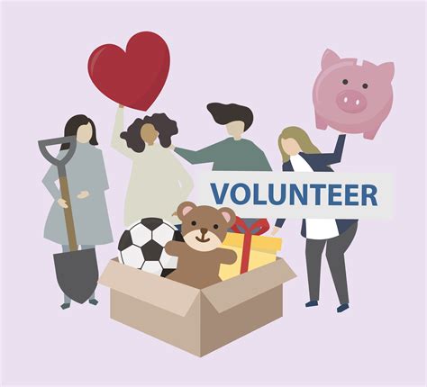 Volunteers With Charity Icons Illustration Download Free Vectors