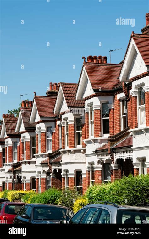 Row Of Typical English Terraced Houses At London Stock Photo Royalty