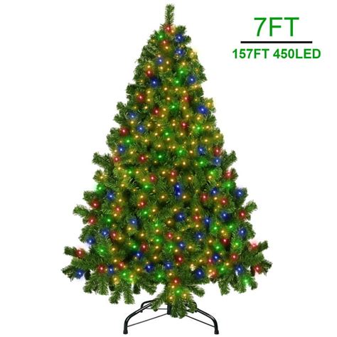 7ft Christmas Trees 1000 Tips Artificial Xmas Tree With 450 Leds String