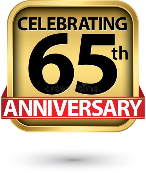 Celebrating 65th Years Anniversary Gold Label Vector Illustration