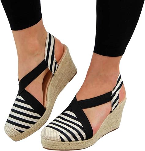 Amazon Com Laicigo Womens Summer Wedge Sandals Closed Toe Espadrilles Heels Platform Sandal