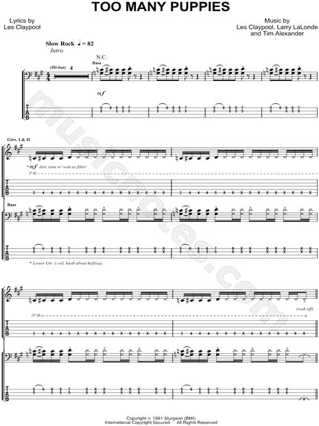 Maybe you would like to learn more about one of these? Primus "Too Many Puppies" Bass Tab in F# Minor - Download & Print - SKU: MN0081056