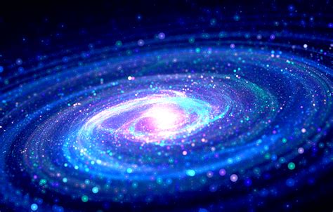 Digital Art Galaxy Space Spiral Glowing Blue Milky Way Fractal