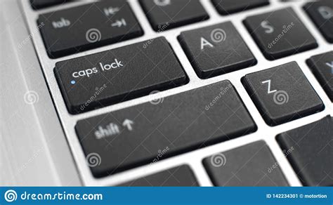 Switched On Caps Lock Button On Keyboard Typing Capital Letters