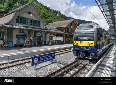 Jungfrau Railway At Lauterbrunnen Station Lauterbrunnen Valley Near