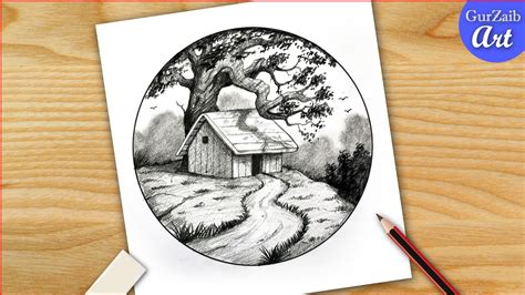 How To Draw Easy Pencil Shading Scenery Drawing Nature Landscape