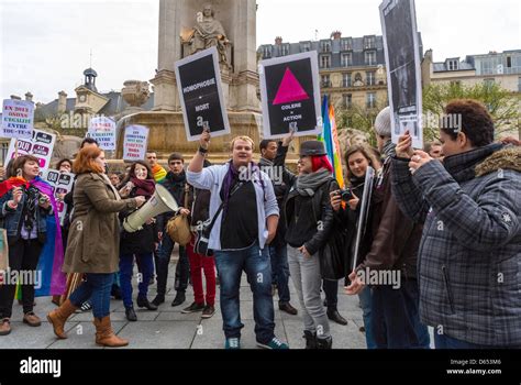 Paris France Lgbt Activism Groups Demonstrating In Support Of The