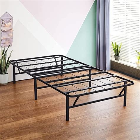 olee sleep 14 inch foldable dura metal platform bed frame twin size comfort base bed frame