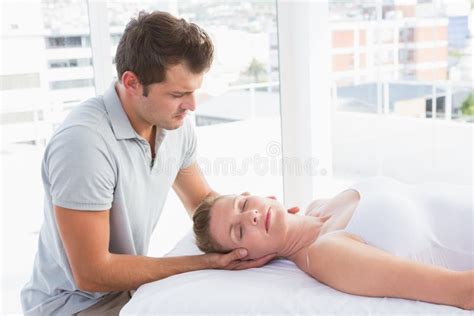 Woman Receiving Neck Massage Stock Photo Image Of Consultation