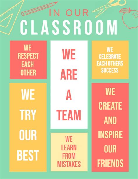 Modern Classroom Rules Editable And Printable Poster Template