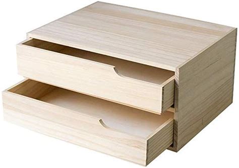 Solid Wood Desktop Storage Box Bookshelf With 2 Drawers