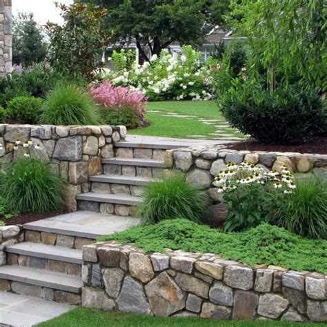 Natural Stone Retaining Walls And Steps To Fight Erosion