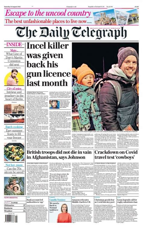 Daily Telegraph Front Page Th Of October Tomorrow S Papers Today