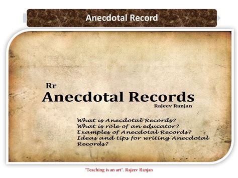 Anecdotal Records Of Students School Education