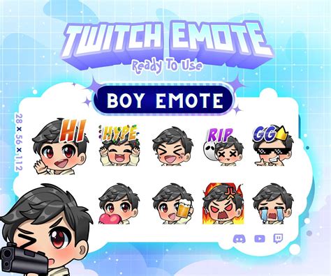 Boy Twitch Emotes 8 Boy Emotes Emote Bundle Hype Etsy Uk