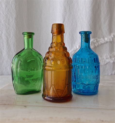 Vintage Green Glass Medicine Bottles Vintage Antique German Medicine